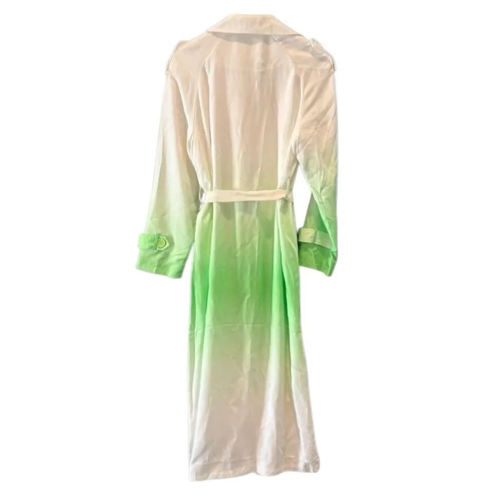 NWT PIPPA the Label Women's Beatrix Ombré Trench Coat in White/Lime Size Medium - Picture 5 of 8